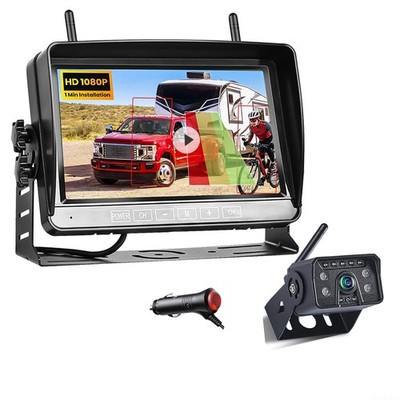 Wireless 7'' Monitor DVR BSD System Backup Camera  AI Detection For Caravan Truck