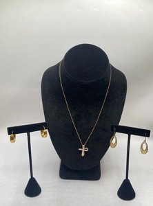 Ross-Simons Sterling Silver 925 Diamond Cross Necklace & Earrings Jewelry Lot 3