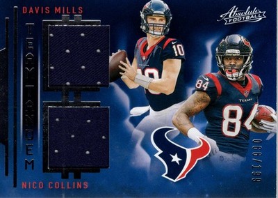 2021 Absolute Team Tandem Materials #24 Davis Mills Nico Collins Jersey /199 FB