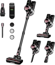 Cordless Vacuum Cleaner, 40Kpa 45Mins Vacuum Cleaners for Home, 8-in-1 Black