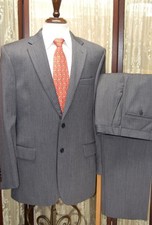 Jos A Bank Signature 42 L gray herringbone 2 vent 100 wool business suit y0j5