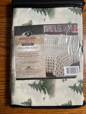 NWT Mossy Oak 2 Pack Standard Size 20  x30   Pillow Cases Off White With Trees
