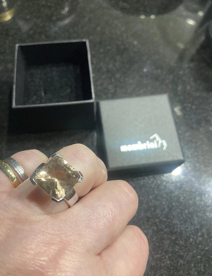 Smoky Quartz From The Swiss Mountains Hallmark 925 sterling silver Ring Size 54 - Image 4 of 4