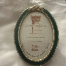 Cornice portafoto Connoisseur oro verde accento 2x3 pollici portafoto metallo vintage 1996 