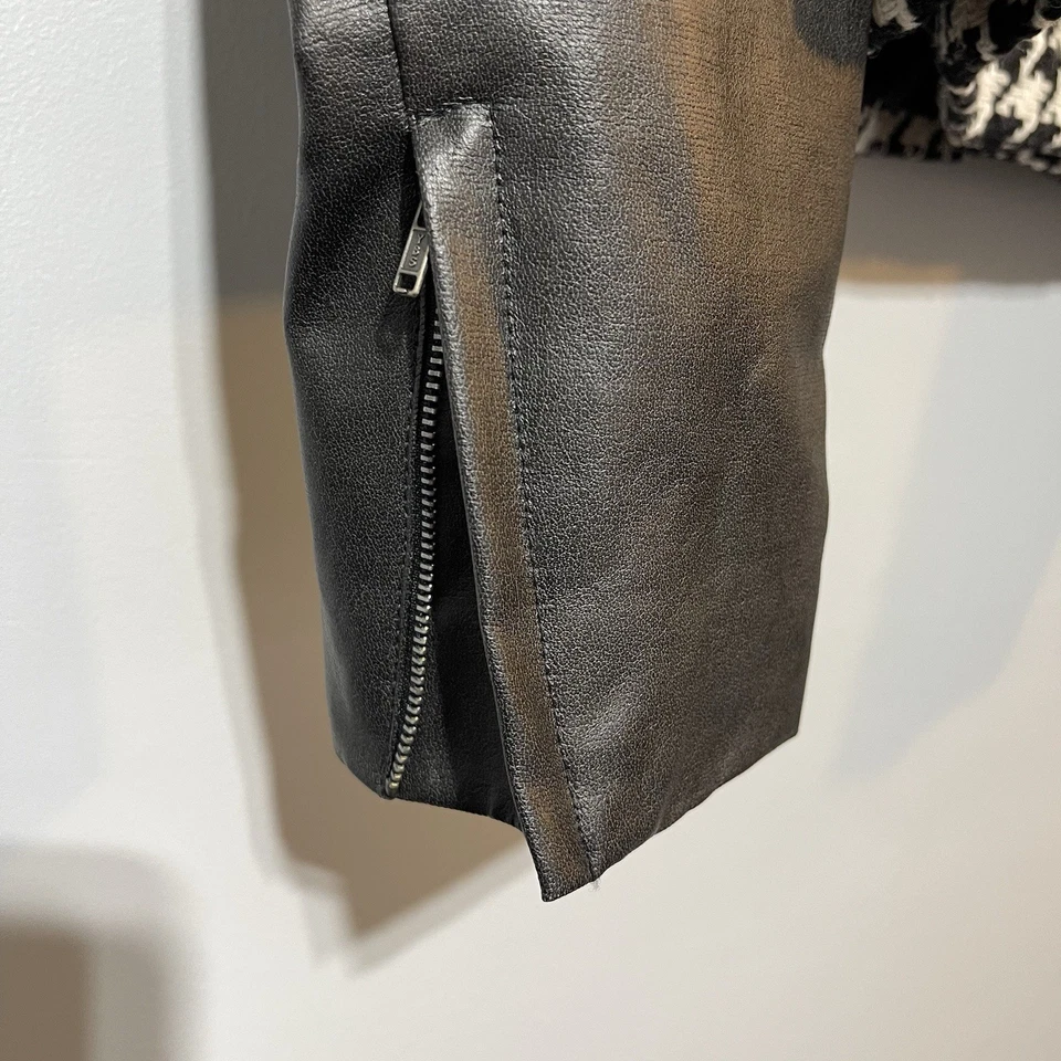 Chaqueta corta A New Approach a.n.a para mujer imitación cuero lana negra blanca talla L Foto 4 de 4