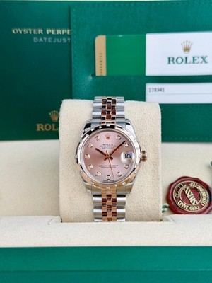 Rolex Datejust 31 Rose Pink Diamond Domed Jubilee Preowned 2017 178341