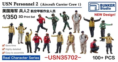 BUNKER USN35702 1/350 3D-Print USN Personnel 2(Aircraft Carrier Crew 1)(100PCS) - Image 1 of 4
