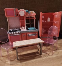 Our Generation 18 Doll Gourmet Kitchen Refrigerator Table Sink Oven Pink Set