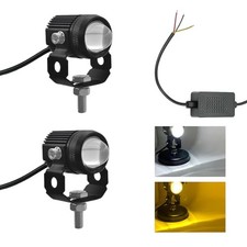 2PCS Motorcycle LED Driving Fog Lights, Dual Color LED Projector Light Driving