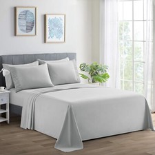 Rayon from Bamboo Comfort Soft Silky Solid Deep Pocket Bedding Sheet Set, Silver
