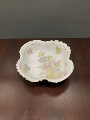 BAVARIAN CHINA CROWN OVER CASTLE MARK PORCELAIN 7  BOWL GOLD TRIM GERMANY