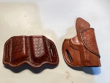 Avenger  Style holster for any 1911 3-3 1/2 inch Brown leather BW dble mag pouch