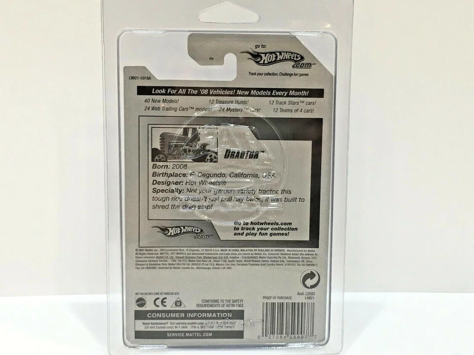 Hot Wheels 2008 nuevos modelos DRAGTOR (Tractor) 6/40 verde Foto 3 de 4