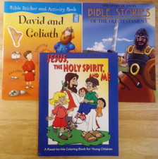 Lot of 3 Christian Bible Children Coloring Book Stickers Activity