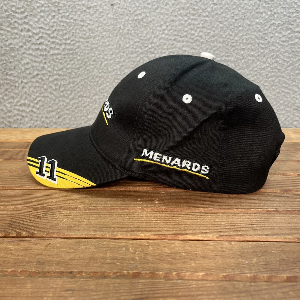 Gorra Menards Adulto Negra Amarilla Correa Trasera NASCAR Racing Paul Menard #11 Para Hombres Foto 4 de 4