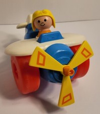 Fisher Price Vintage Pull Toy 1980 Air Plane with Pilot #171 ~ Made In USA~ Used