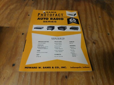 Sams Photofact Auto Radio Series Service Repair Manual Guide Schematic # 65
