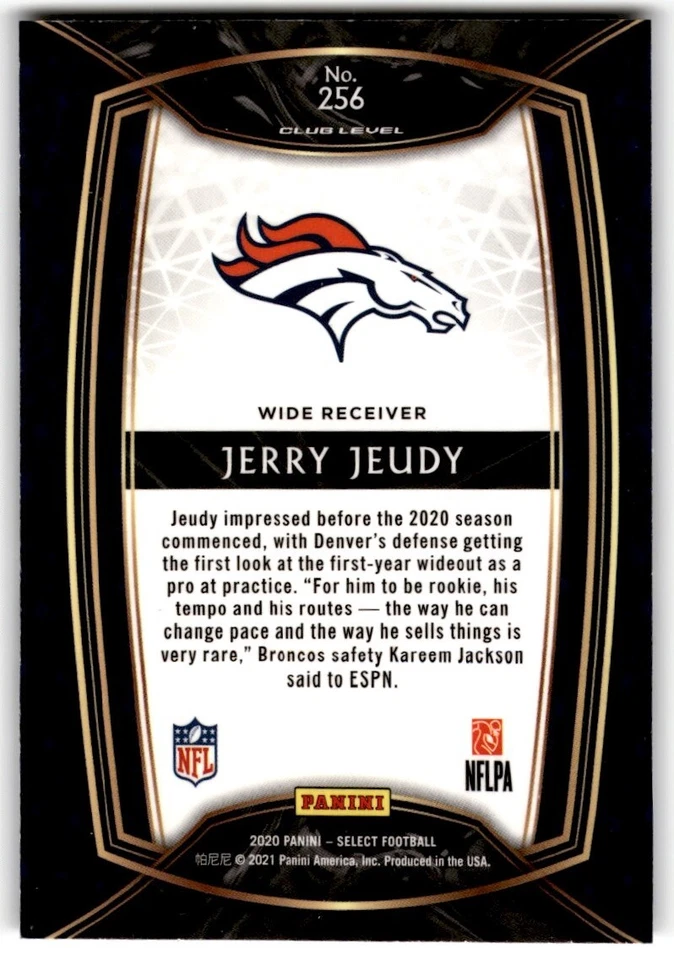 2020 Panini Select Jerry Jeudy Rookie #256 Denver Broncos - Image 2 of 2