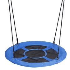 40" Waterproof Saucer Tree Swing Set Adjustable Hanging Ropes for Children Blue