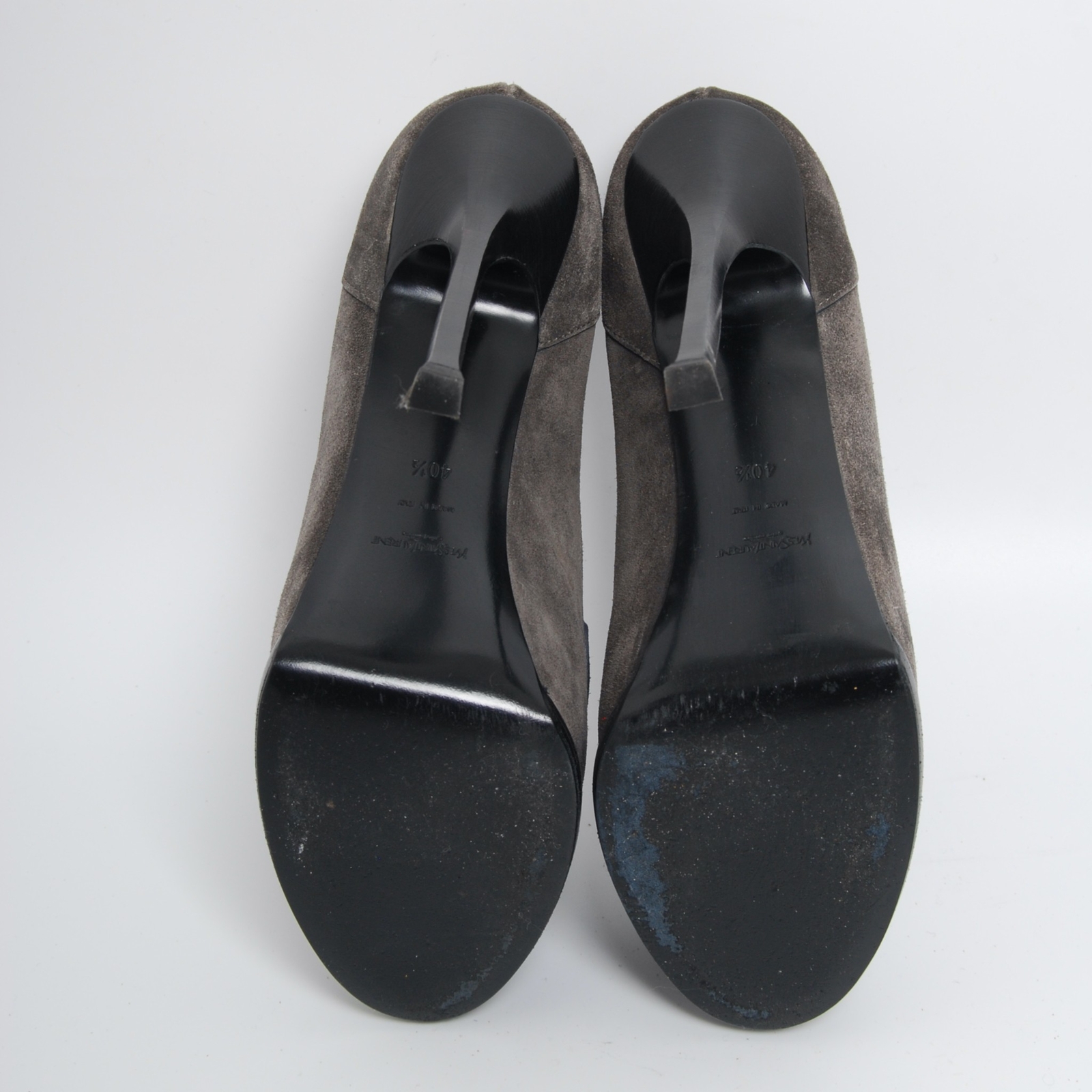 Scarpe décolleté Yves Saint Laurent donna grigie pelle scamosciata tacco alto a stiletto taglia EUR 40 5