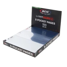 3 Pockets Pages For Large US Currency Note 100 Album Sheets Clear BCW PVC FREE