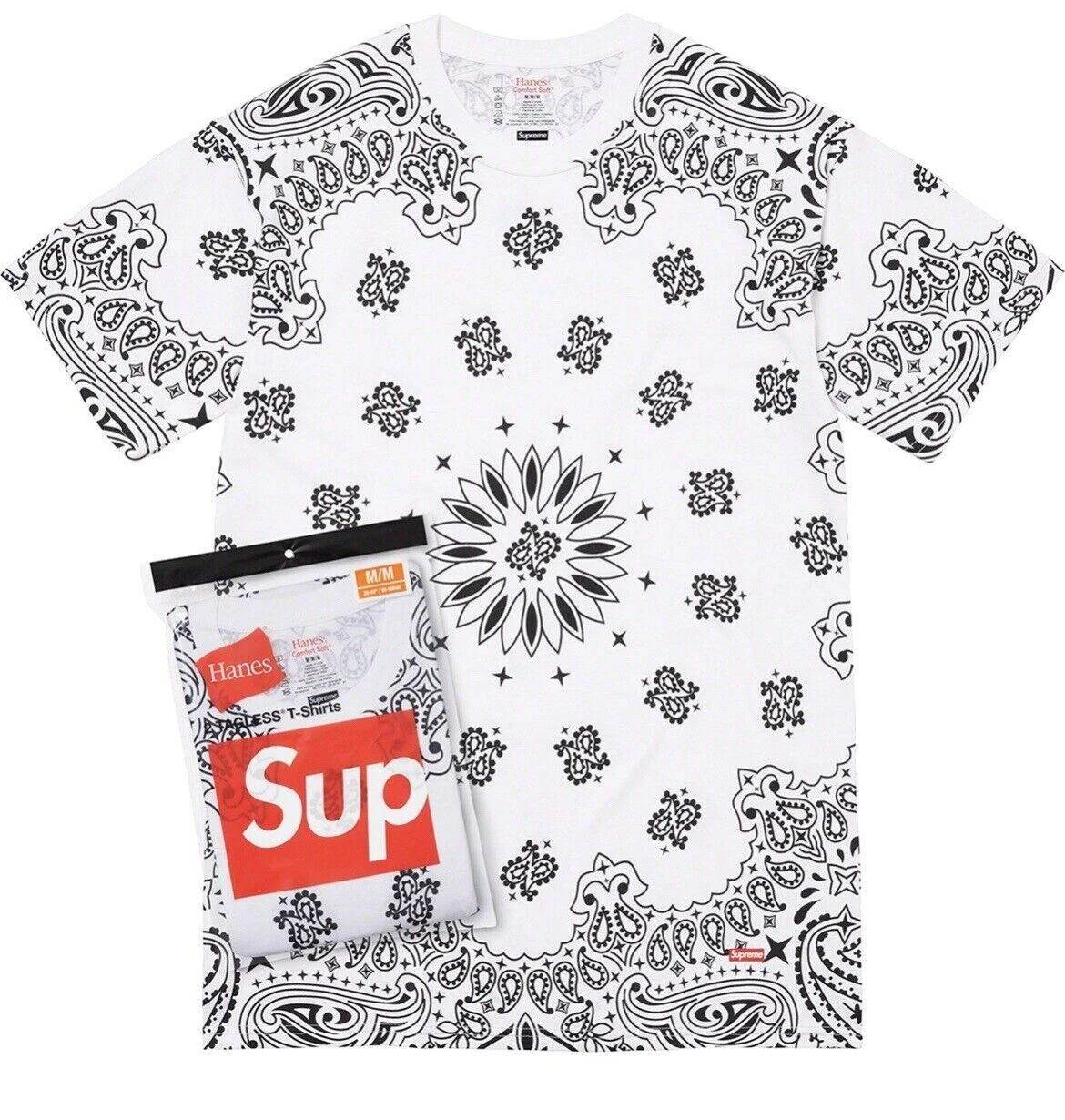 Lot de 2 SUPREME x HANES 'Bandana Tee' Taille : XXL NEUF AVEC ETIQUETTES