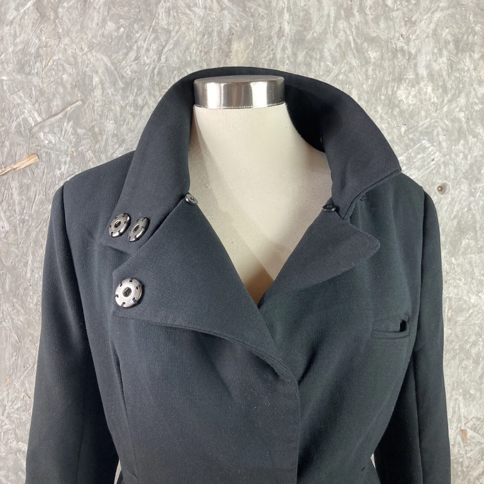 Abrigo para mujer BeBe Y2K talla mediana negro cuello embudo invierno peplum Foto 2 de 4