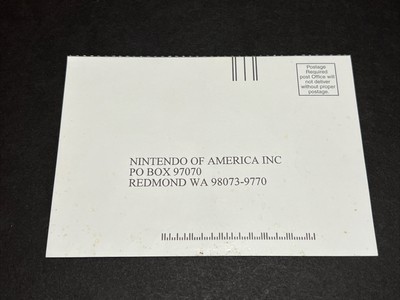 Nintendo of America Authentic Registration Card Instruction Manual Insert 