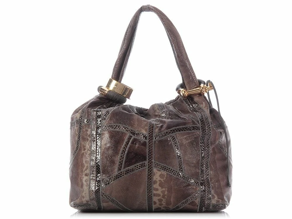 JIMMY CHOO Snakeskin Saba Hobo Bag Purse Retail 3395 Cool patchwork style