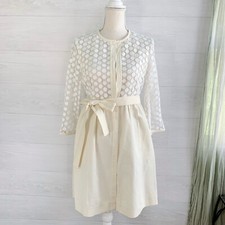 Max & Co - Ivory Lace Top Hook & Eye Jacket Overcoat Dress With Sash, Sz 4