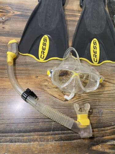 Cressi Rondine Palau M-L Nero Giallo Nuoto Pinne Subacquee Maschera Snorkeling - Foto 5 di 8