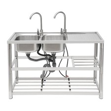 Free Standing Restaurant Sink Commercial Kitchen Sink Set Stainless Steel
