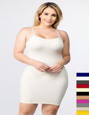 Yelete Dress Women Plus One Size Cami Bodycon Mini Tunic Slip Tank Top Spaghetti