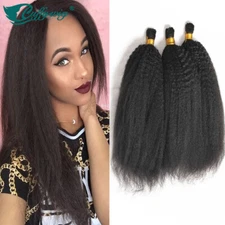 Kinky Straight Human Hair Bulk Brazilian Virgin Bulk Hair For Braiding 1Bundle