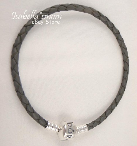 Nuevo Pandora Gris Cuero / Plata Pulsera de 6.9 "~ | eBay