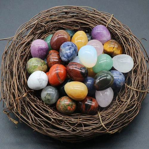 20PCS Lots Mix Natural Stone Gemstone Crystal Sphere Healing Massager Egg - Picture 2 of 21