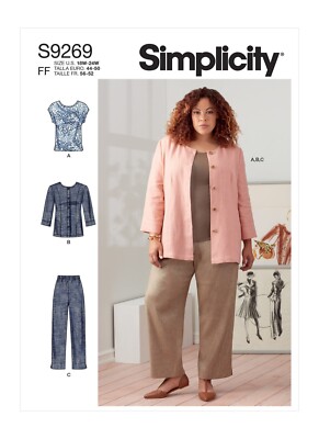 SIMPLICITY 9269 DAMEN JACKE OBERTEIL & HOSE Schnittmuster Größen 10-18 & 26W-32W