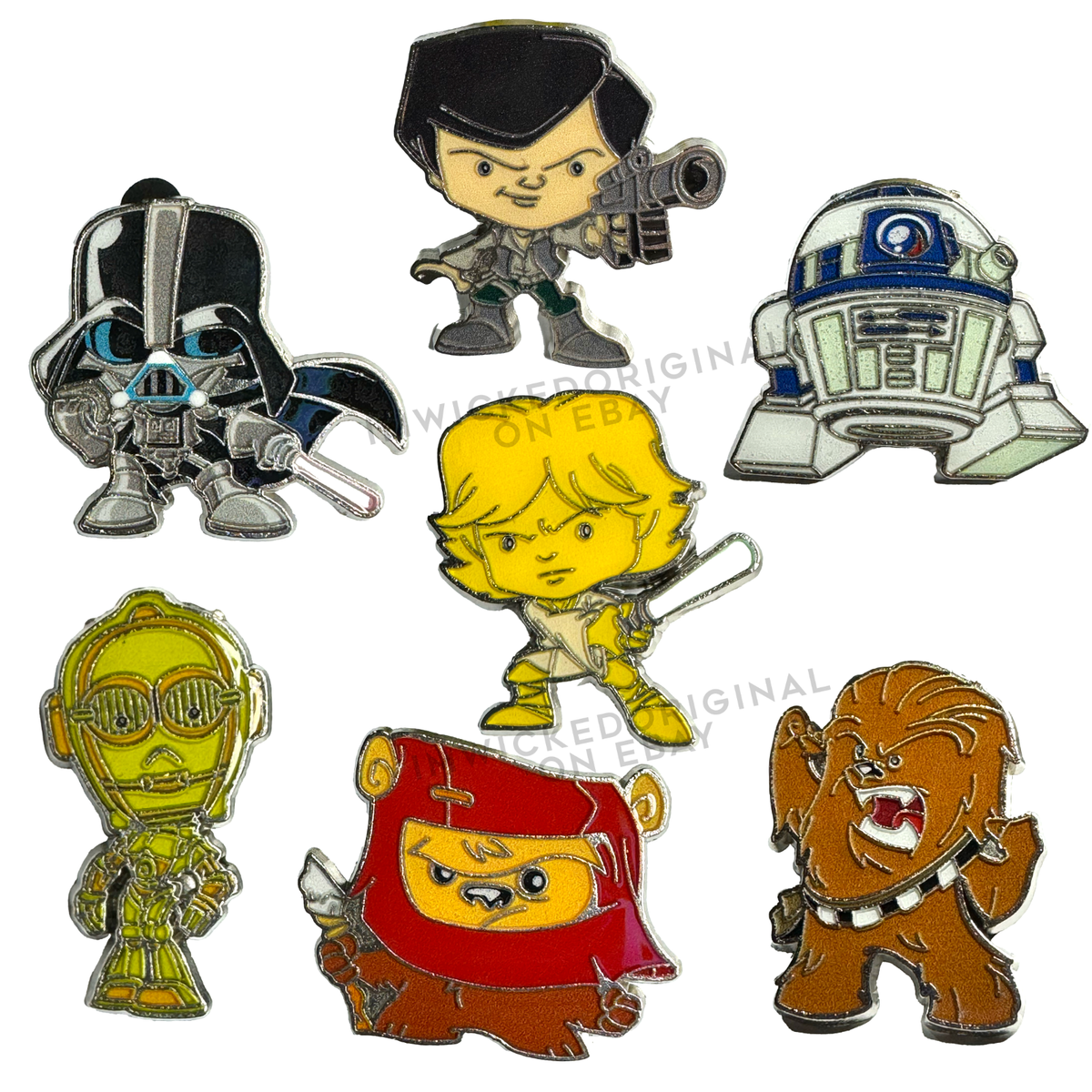 NEW Disney Pins Lot 7x Lot Cute Star Wars Style Cutie Pin Disney