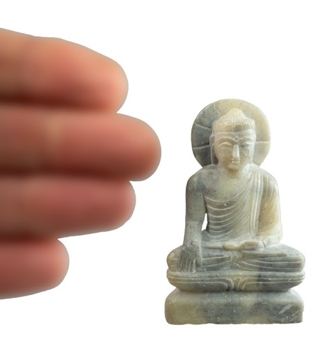 Figure Buddha Sakyamuni IN Stone - Crafts 5.9 CM Hand Made - India #8228 - Picture 2 of 6
