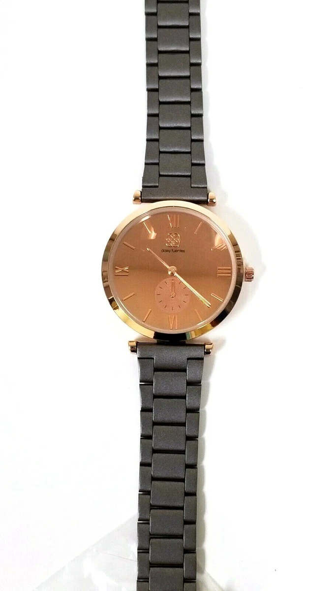 NEW DAISY FUENTES ROSE GOLD TONE MULTI DIAL GUNMETAL GRAY BRACELET