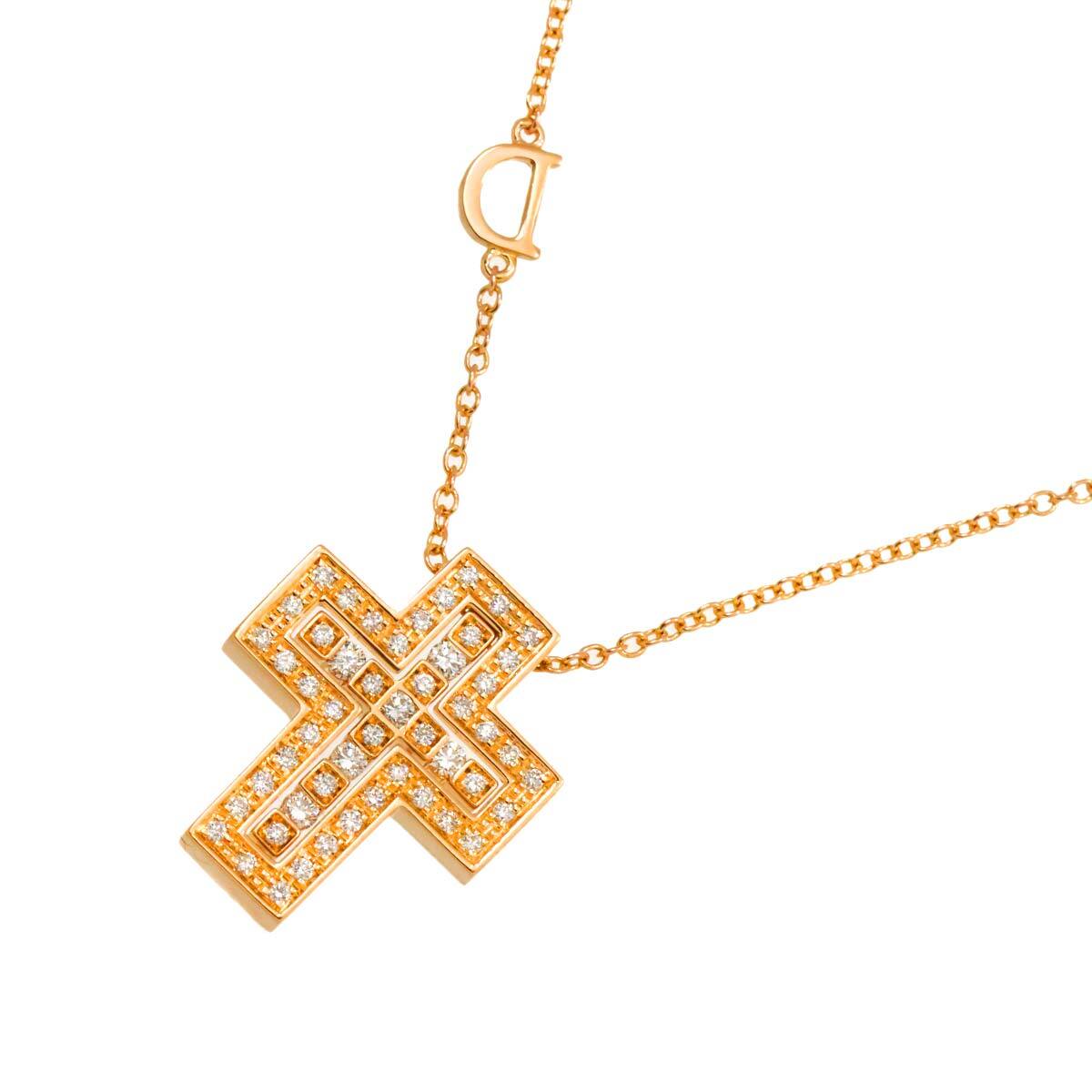 DAMIANI Belle Epoque Cross Diamond Necklace K18 PG 750 90281717 | eBay