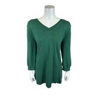 Susan Graver Modern Essentials A-Line Sweater with Back Buttons Green Large Size
