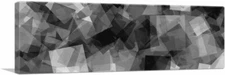 ARTCANVAS Black Gray White Squares Modern Panoramic Canvas Art Print