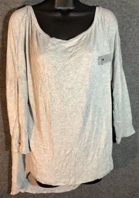 CA29 NEW SPLASH 2XL GRAY 3/4 SLEEVE ZIP HI LO JUNIOR PLUS XXL SHIRT TOP BLOUSE