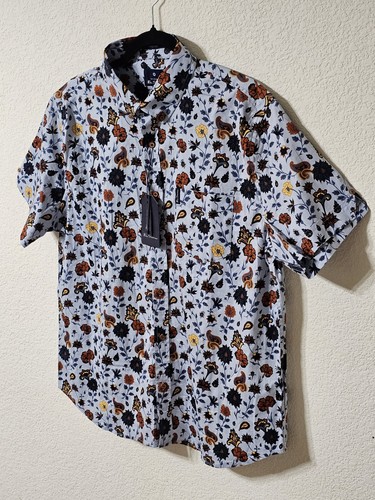 Camisa Ben Sherman Para Hombre L Elastizada Manga Corta Abotonada Floral Paisley con Bolsillo - Imagen 9 de 10
