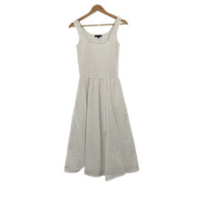 Quince Women Cotton Mixed Media Tank Dress Classic White Basic Sleeved XS
