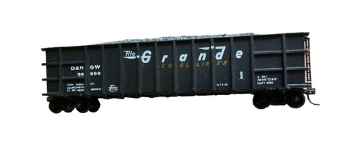 Revestimiento de carbón para góndola Roundhouse HO D&RGW #56999 con Kadees y carga de carbón | Zustand: Used