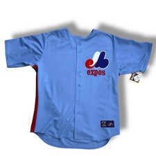 NWT Montreal Expos MLB Cooperstown Collection Light Blue Jersey 2XL Majestic