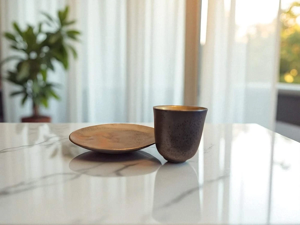 Kaffeebecher mit Frühstücksteller – rustikal, modern & dekorativ