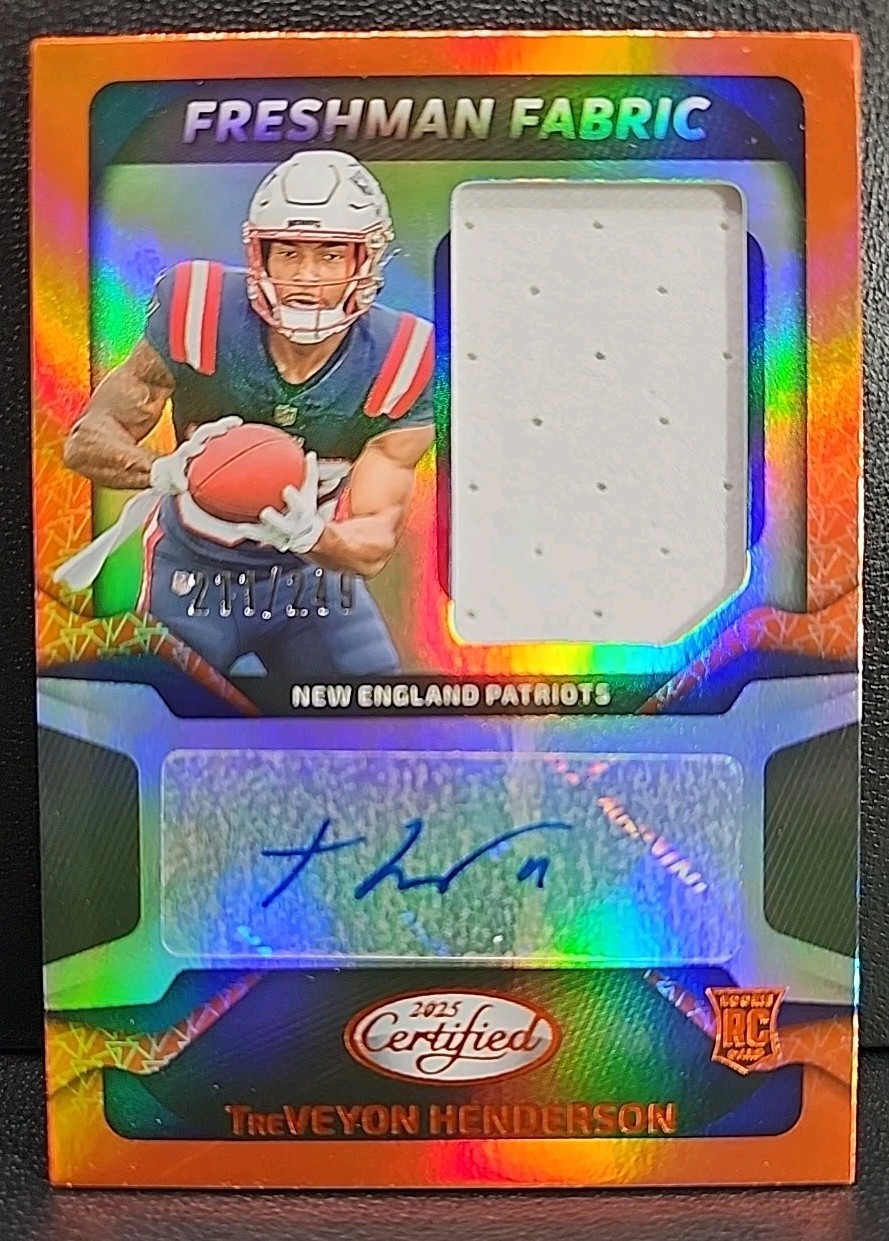 2025 Certified Freshman Fabric Auto Orange /249 Treveyon Henderson RC FBC-THN